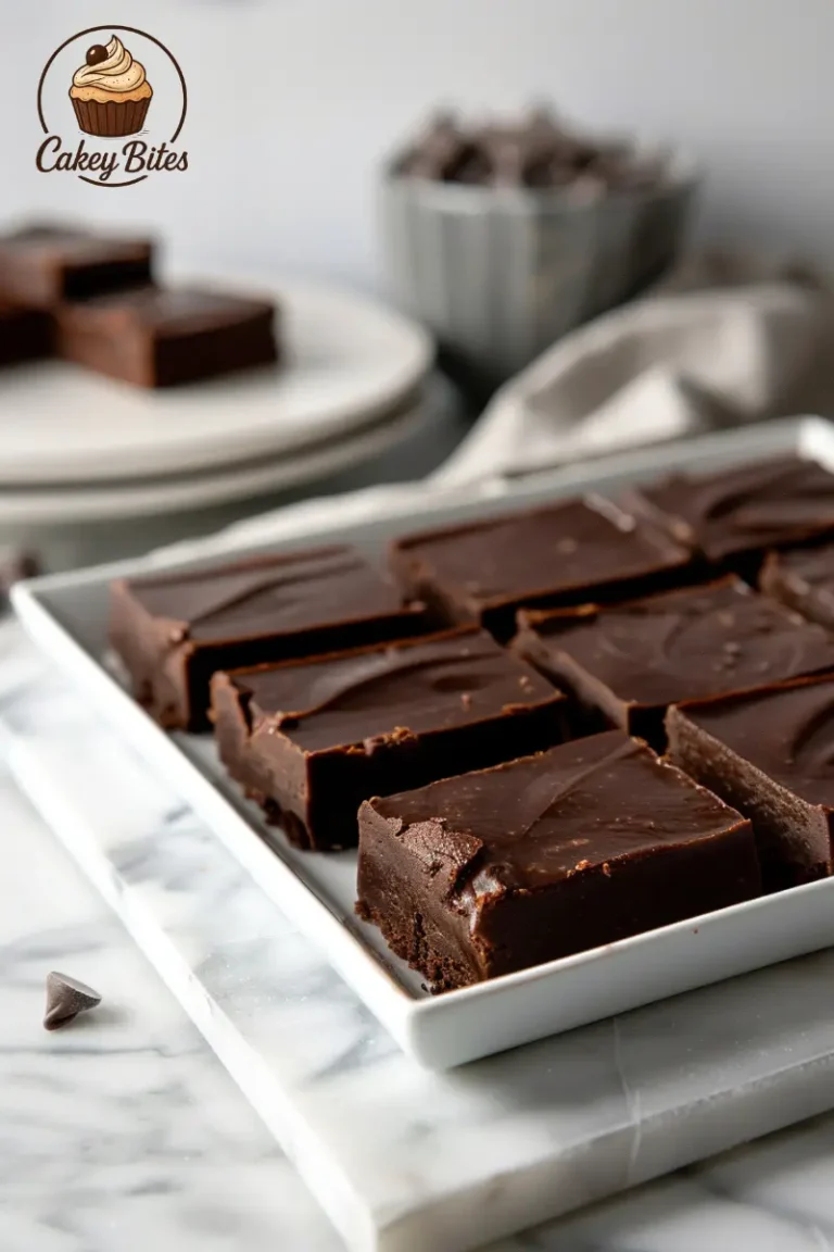 Cottage cheese fudge bars sliced neatly on a tray, showcasing their dense texture and glossy chocolate top—perfect for a healthy, homemade dessert.