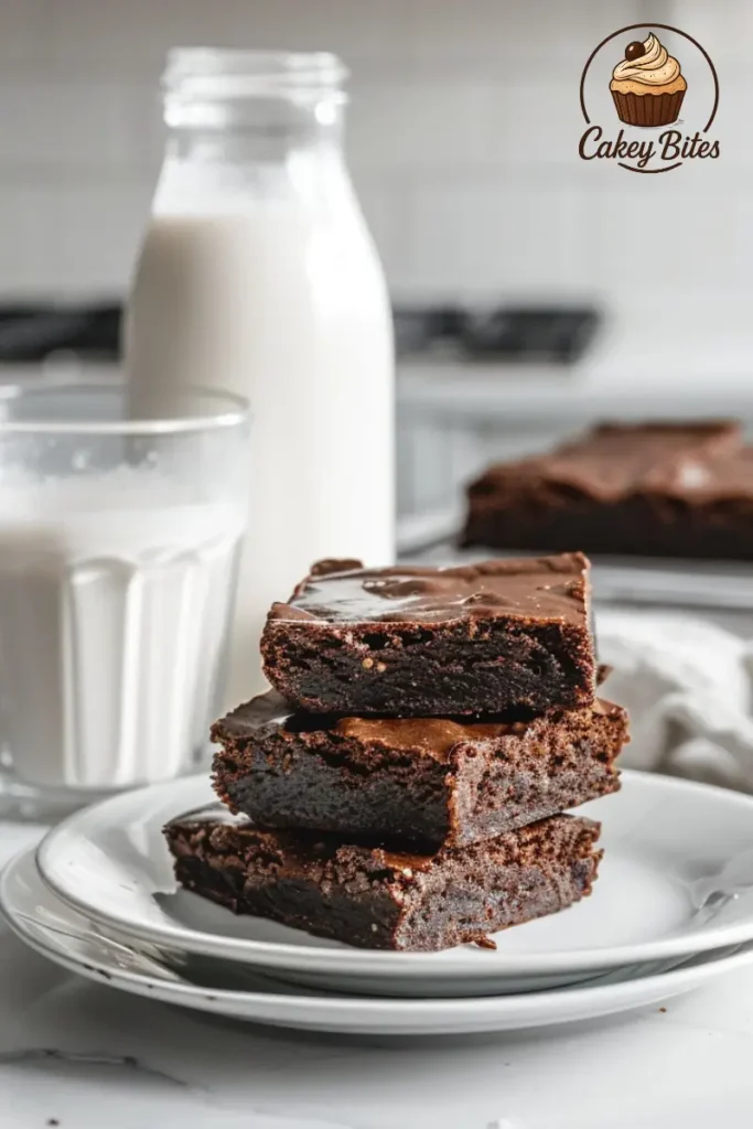 Enjoy your chocolate peanut butter brownies with a glass of plant-based milk for a creamy and indulgent vegan dessert pairing. A serving of vegan chocolate peanut butter brownies paired with a glass of plant-based milk, highlighting the perfect drink to enjoy with rich chocolate desserts.