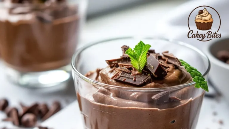Glass dessert cup filled with creamy cottage cheese chocolate mousse, topped with chocolate shavings and served with a spoon—highlighting a healthy, protein-rich dessert option.