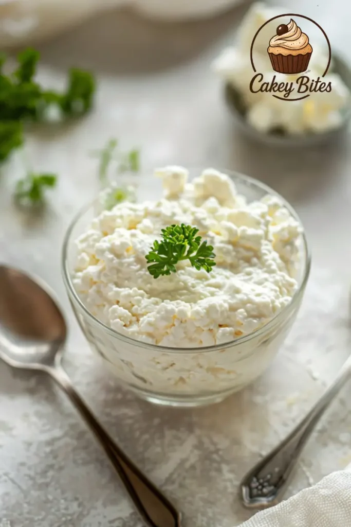A detailed look at the creamy and smooth texture of cottage cheese mousse—a healthy, high-protein dessert option. A close-up of creamy cottage cheese mousse, showcasing its airy and smooth texture, served in a clear glass.