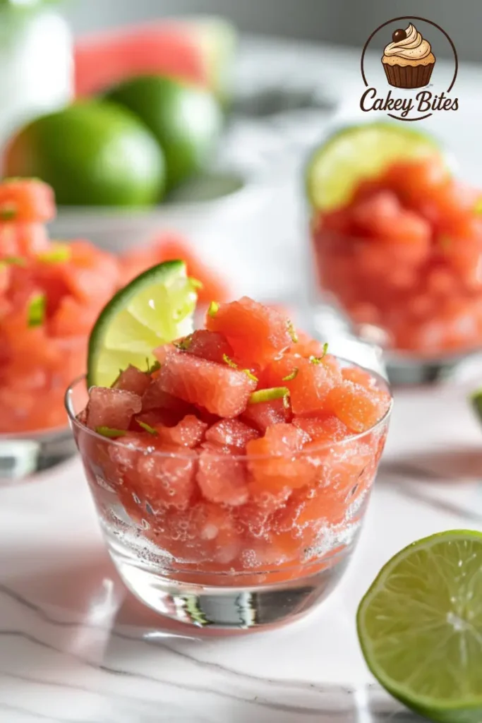 Watermelon chamoy cups with lime, tajín, and tamarind candy—a spicy, sweet, and refreshing Mexican fruit snack. Clear glass cups filled with diced watermelon, chamoy sauce, lime juice, and chili powder—garnished with tamarind candy and tajín, showcasing the bold, spicy-sweet Mexican snack known as watermelon chamoy cups.