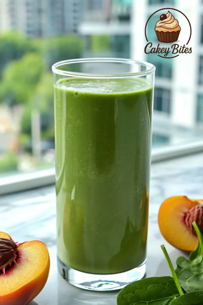Enjoy this green peach vanilla protein shake—made with spinach, peaches, and vanilla protein powder for a healthy energy boost. Spinach-infused green peach vanilla protein shake made with vanilla protein powder, peaches, and leafy greens—ideal for nutrient-rich vanilla protein powder peach shake recipes.